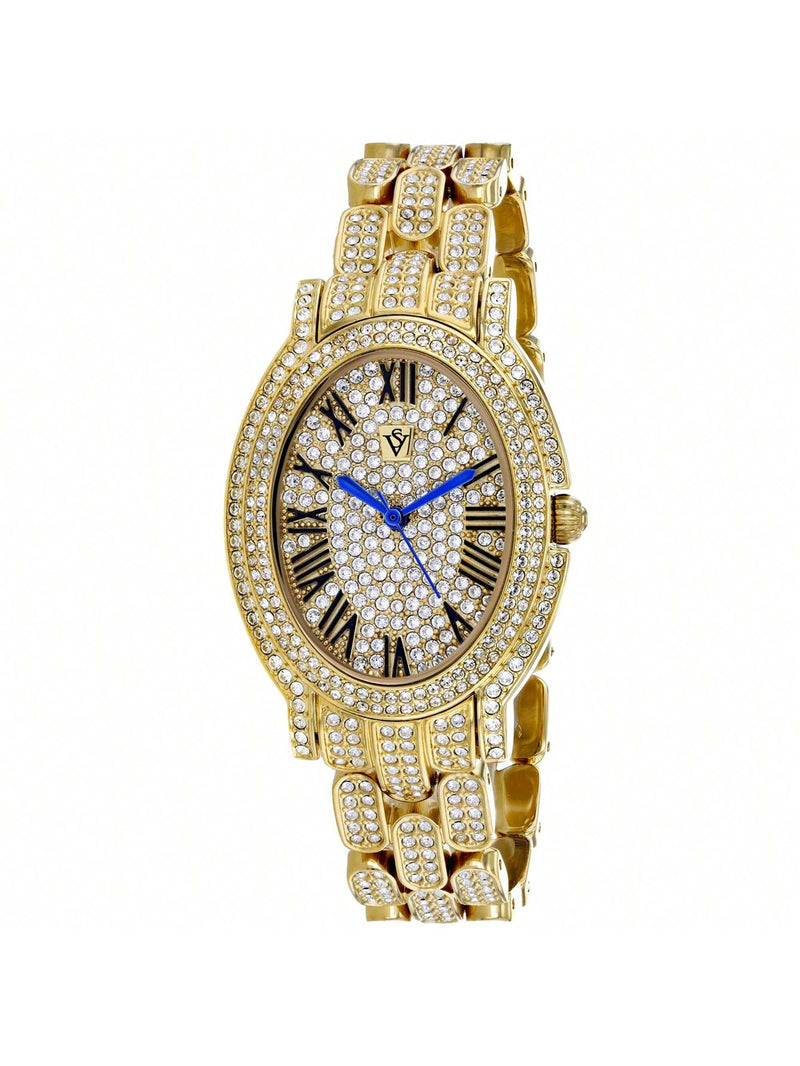 Christian Van Sant Women's Amore CV7231 Bracelet Gold Dial Quartz Movement Deployment Clasp 35mm Oval Watch