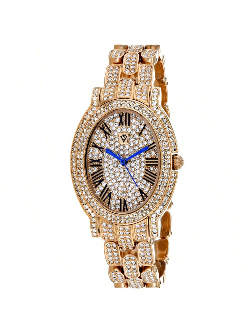 Christian Van Sant Women's Amore CV7232 Bracelet Rose Gold Dial Quartz Movement Deployment Clasp 35mm Oval Watch