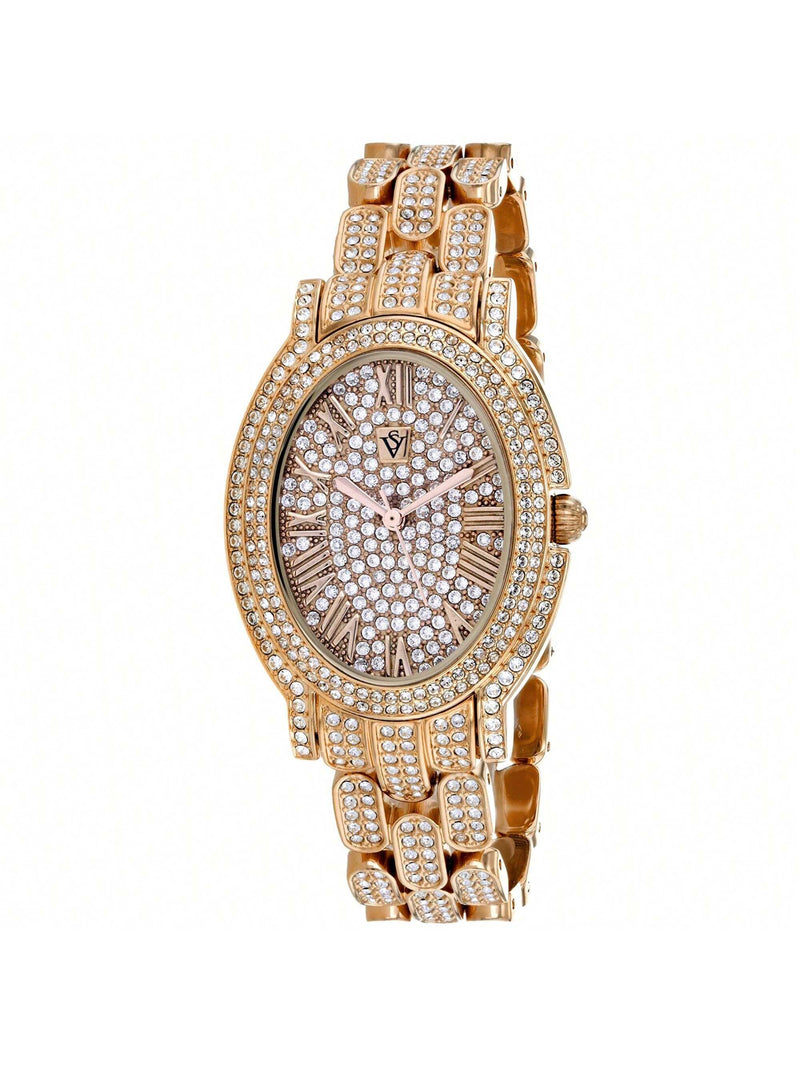Christian Van Sant Women's Amore CV7235 Bracelet Rose Gold Dial Quartz Movement Deployment Clasp 35mm Oval Watch