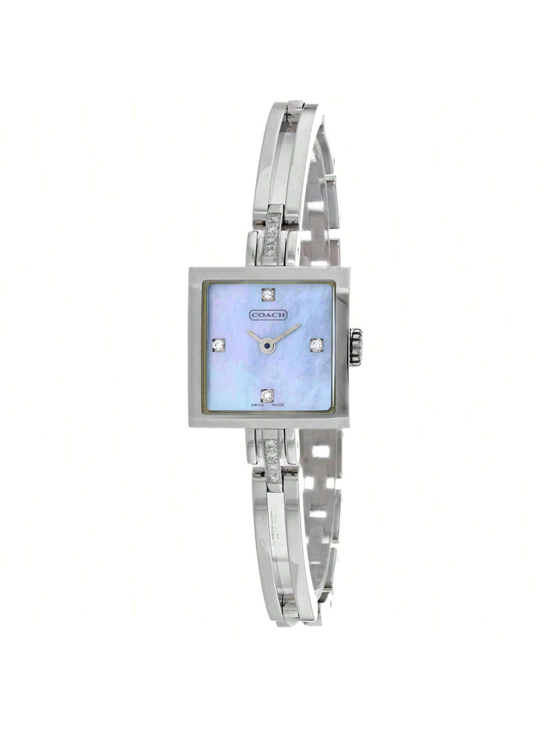 Coach Women's Mother of Pearl Quartz 14500449 Bracelet Blue MOP Dial Quartz Movement Jewelry Clasp 28mm Square Watch