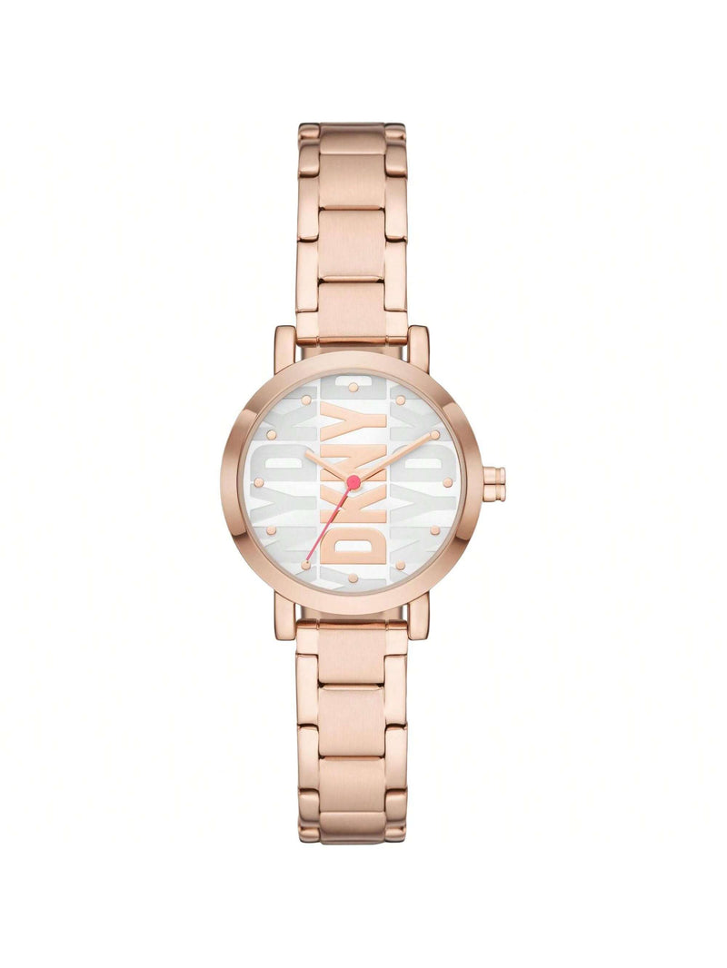 DKNY Women's Soho NY6648 Bracelet Silver Dial Quartz Movement Deployment Clasp 28mm Round Watch