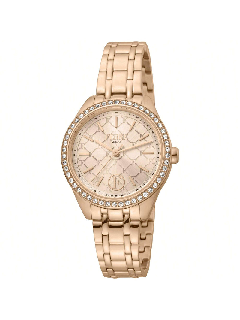 Ferre Milano Women's Classic FM1L116M0261 Bracelet Rose gold Dial Quartz Movement Push button Clasp 32mm Round Watch