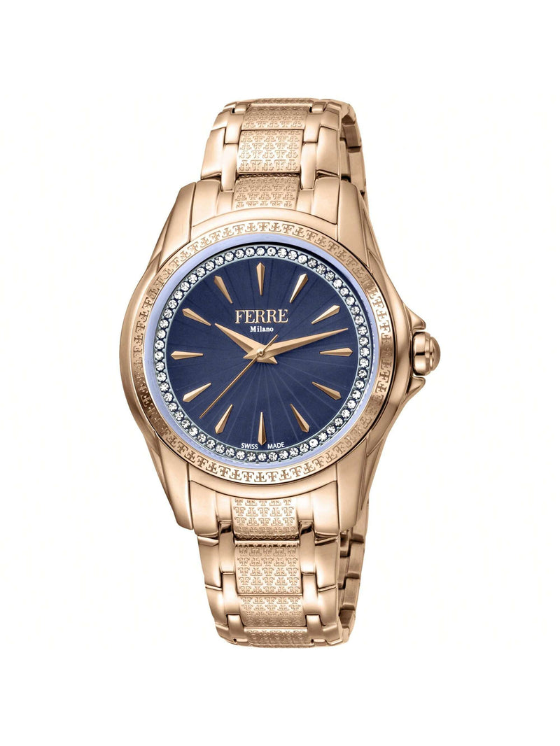 Ferre Milano Women's Classic FM1L119M0071 Bracelet Silver Dial Quartz Movement Jewelry Clasp 34mm Round Watch