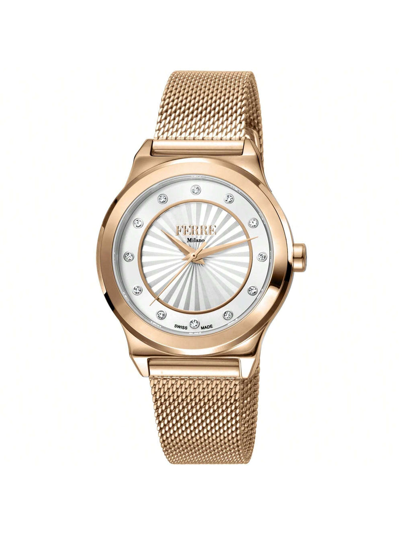 Ferre Milano Women's Classic FM1L125M0261 Bracelet White Dial Quartz Movement Jewelry Clasp 34mm Round Watch