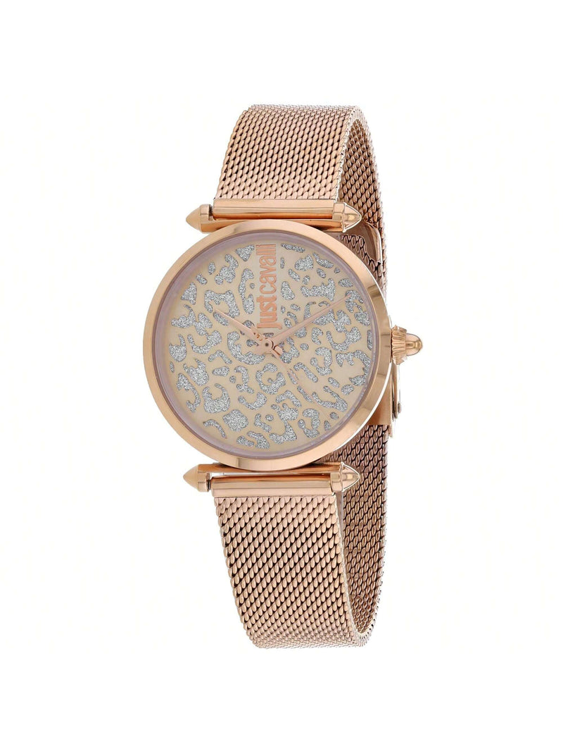 Just Cavalli Women's Animalier JC1L085M0075 Bracelet Rose Gold Dial Quartz Movement Jewelry Clasp 32mm Round Watch