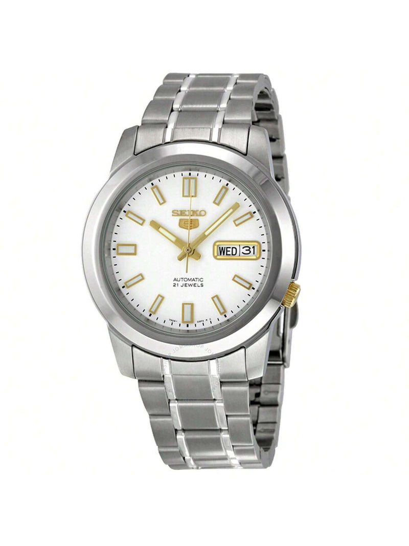 Seiko Men's Classic SNKK07 Bracelet White Dial Automatic Movement Deployment Clasp 38mm Round Watch