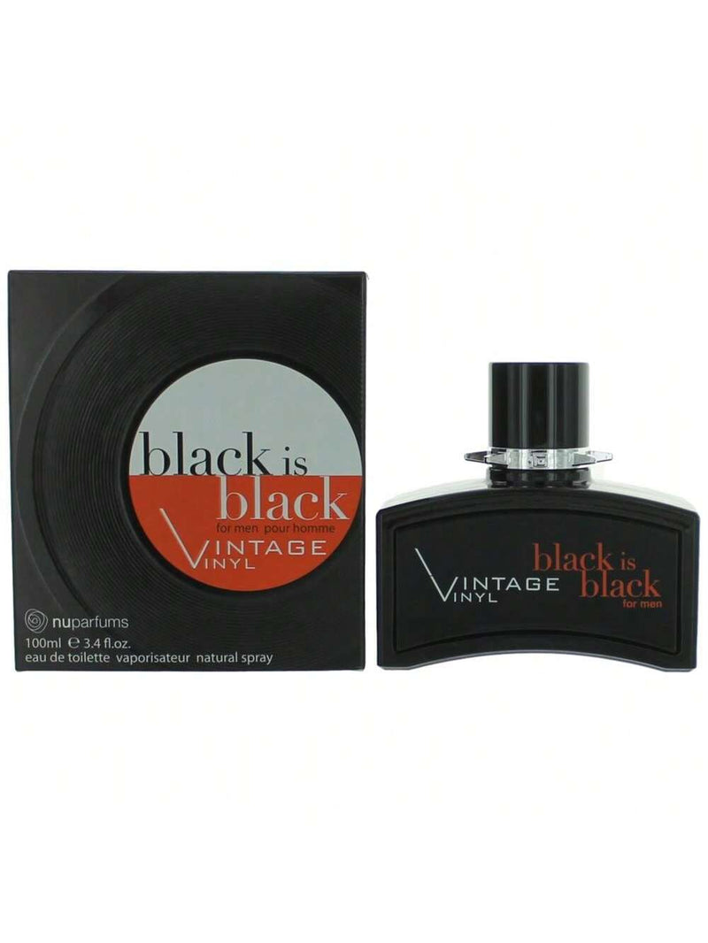 Black is Black Vintage Vinyl by NuParfums, 3.4 oz EDT Spray for Men