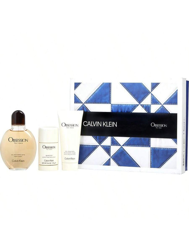 Obsession By Calvin Klein Gift Set -- 4.2 Oz Eau De Toilette Spray + 3.4 Oz After Shave Balm + 2.6 Oz Deodorant Stick