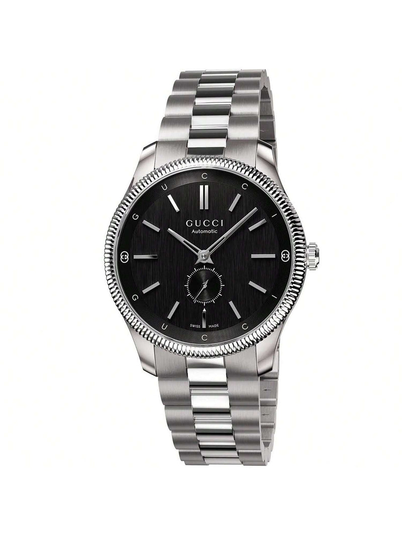 Gucci Men's G-Timeless YA126388 Bracelet Black Dial Automatic Movement Butterfly Clasp 40mm Round Watch