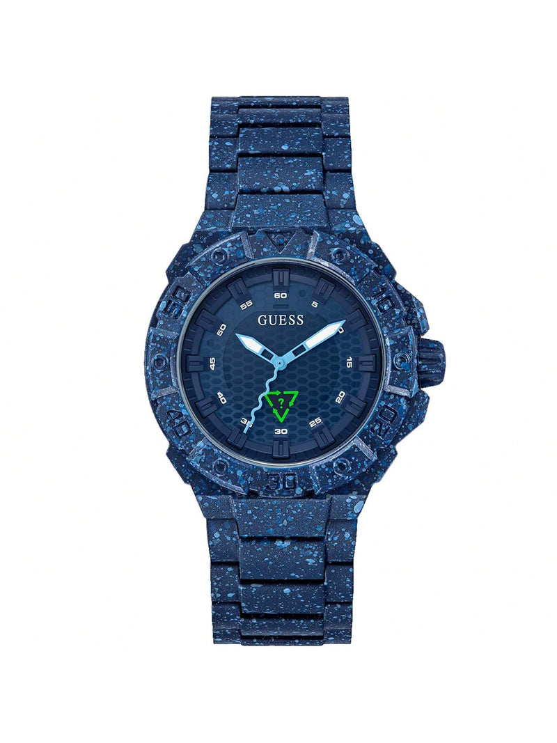Guess Men's NoTide Ocean Plastic GW0507G1 Bracelet Navy blue Dial Quartz Movement Foldover Clasp 42mm Round Watch