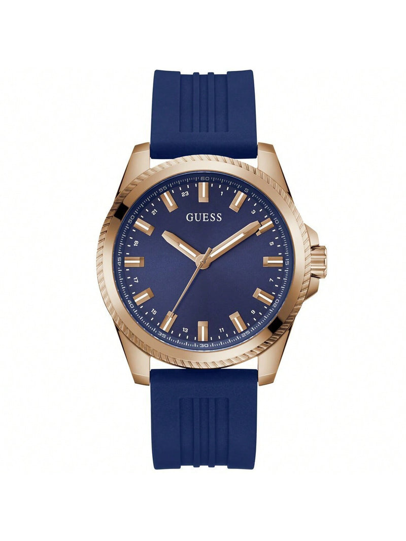 Guess Men's Champ GW0639G3 Strap Blue Dial Quartz Movement Buckle Clasp 44mm Round Watch
