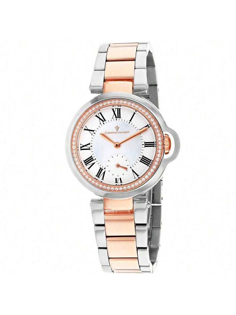 Christian Van Sant Women's Cybele CV0234 Bracelet White mother of pearl Dial Quartz Movement Deployment Clasp 35mm Round Watch