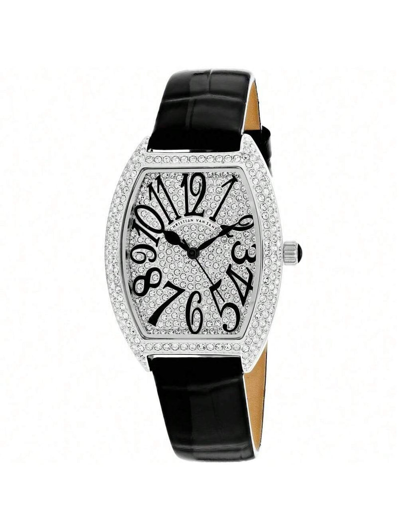 Christian Van Sant Women's Elegant CV4821B Strap White Dial Quartz Movement Buckle Clasp 42mm Tonneau Watch