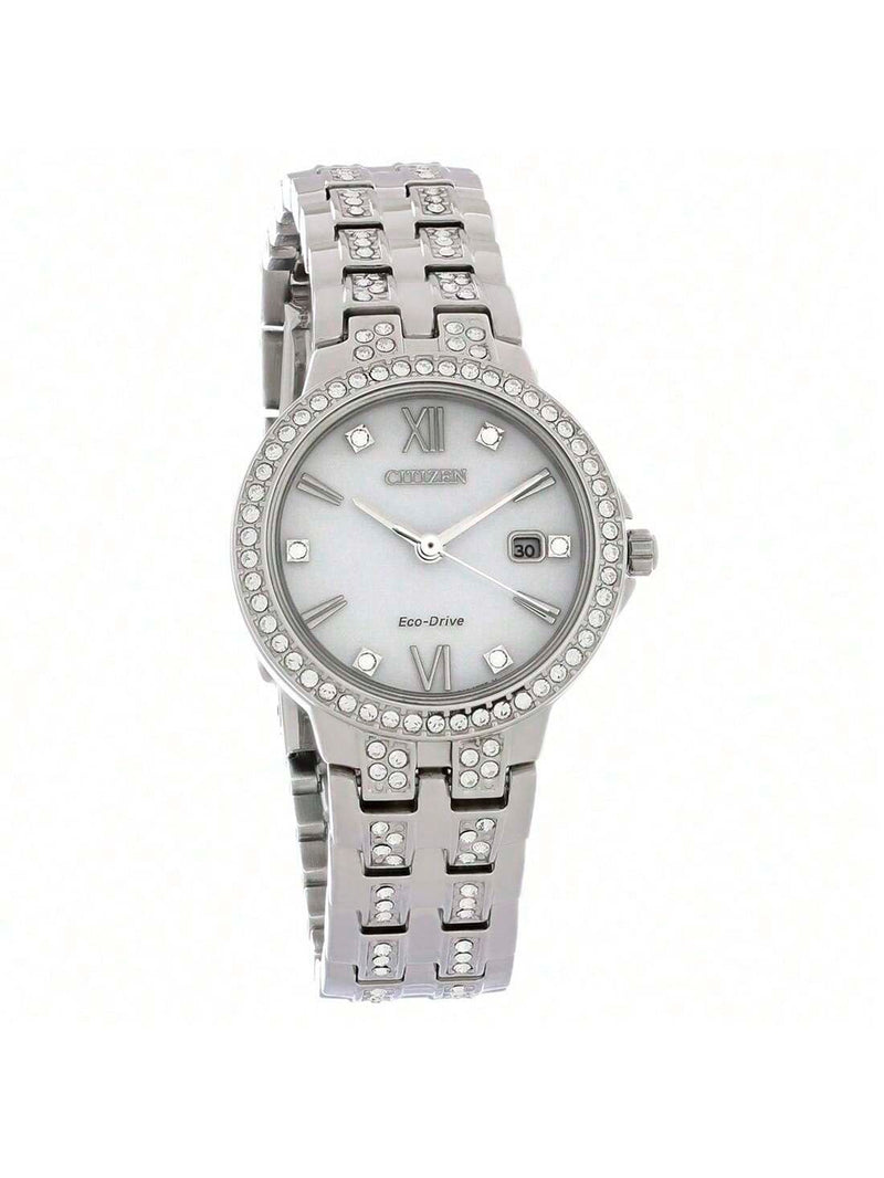 Citizen Women's Silhouette  EW2341-63A Bracelet White Dial Quartz Movement Fold over Clasp 28mm Round Watch