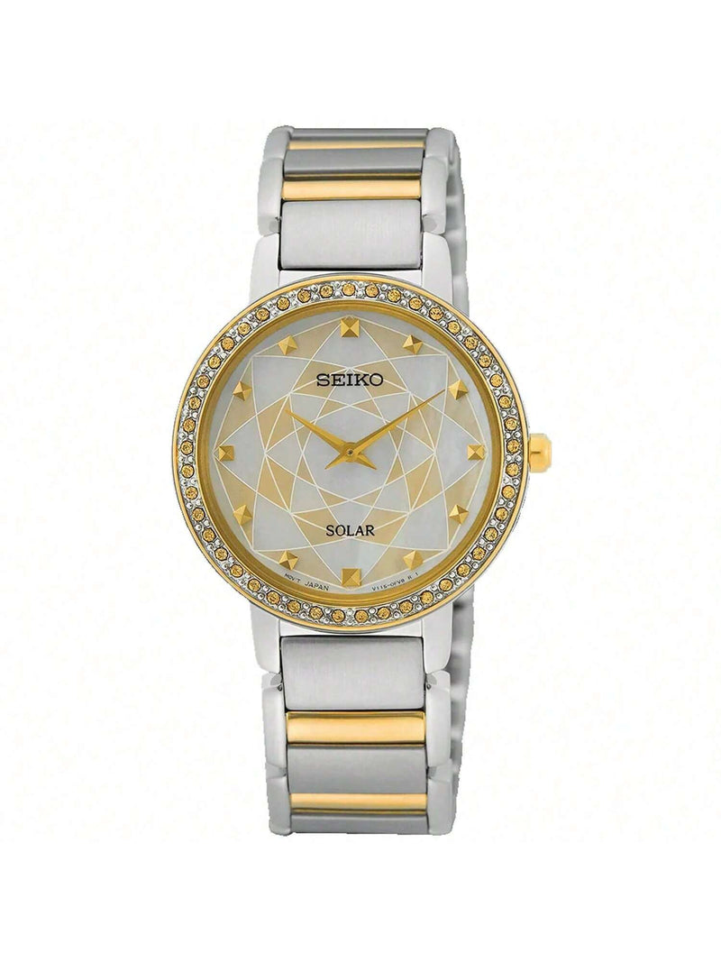 Seiko Women's Discover More SUP454 Bracelet Multicolor Dial Quartz Movement Foldover Clasp 31mm Round Watch