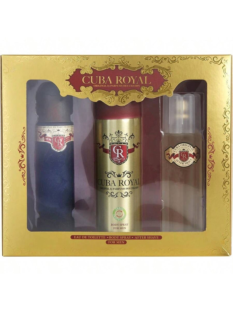 Cuba Royal by Cuba for Men - 3 Pc Gift Set 3.3oz EDT Spray, 6.6oz Body Spray, 3.3oz After Shave