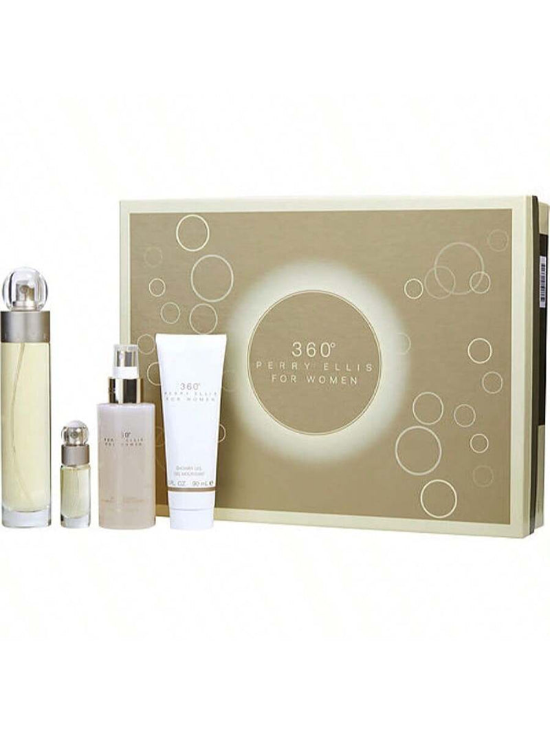 perry ellis 360 by Perry Ellis Women Gift Set -- 3.4 oz Eau De Toilette Spray + 4 oz Body Mist + 3 oz Shower Gel + .25 Mini EDT Spray