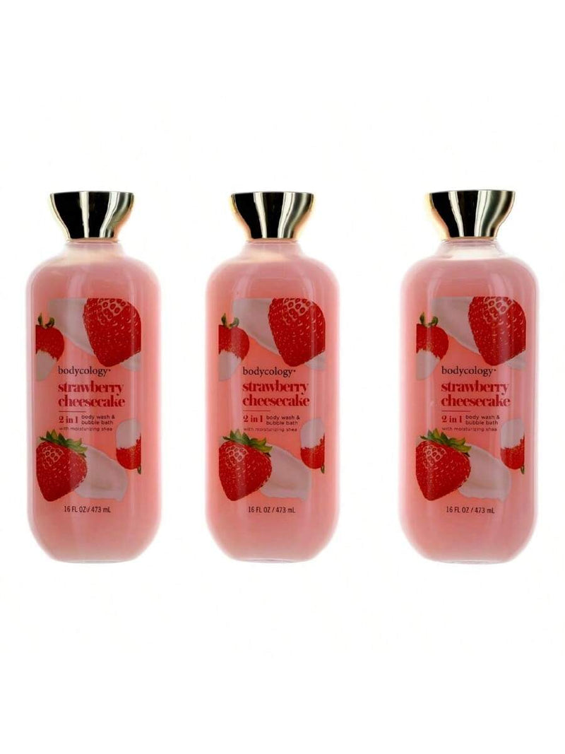 Strawberry Cheesecake, 3 Pack 16oz 2 in 1 Body Wash & Bubble Bath women