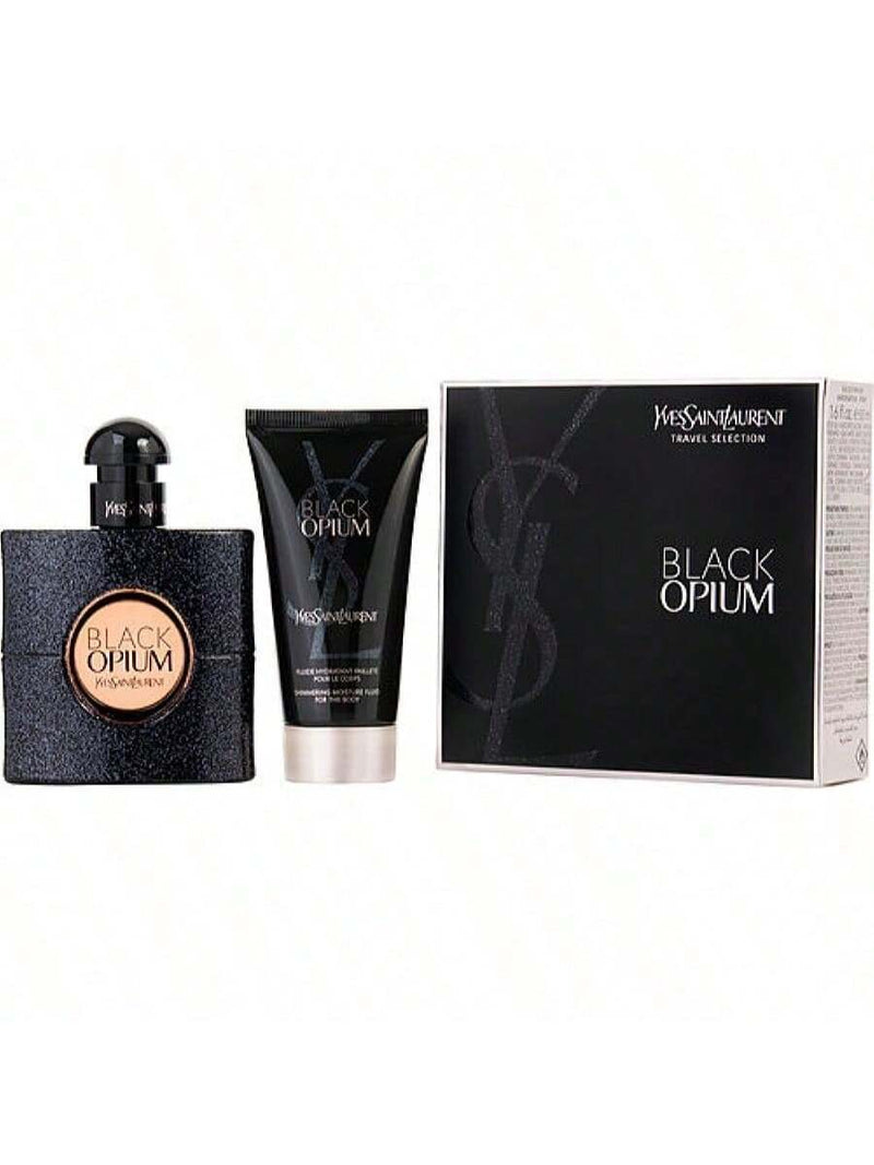 Ysl Black Opium 2 Pcs Set: 1.6 Eau De Parfum Spray + 1.6 Shimmering Body Lotion