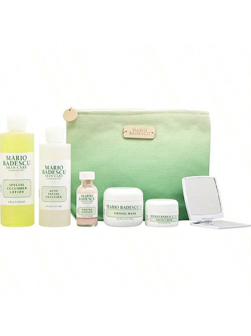 Acne Control Kit by Mario Badescu for Unisex - 5 Pc 6oz Acne Facial Cleanser, 8oz Special Cucumber Lotion, 2oz Drying Mask, 1oz Drying Lotion, 0.5oz Drying Cream