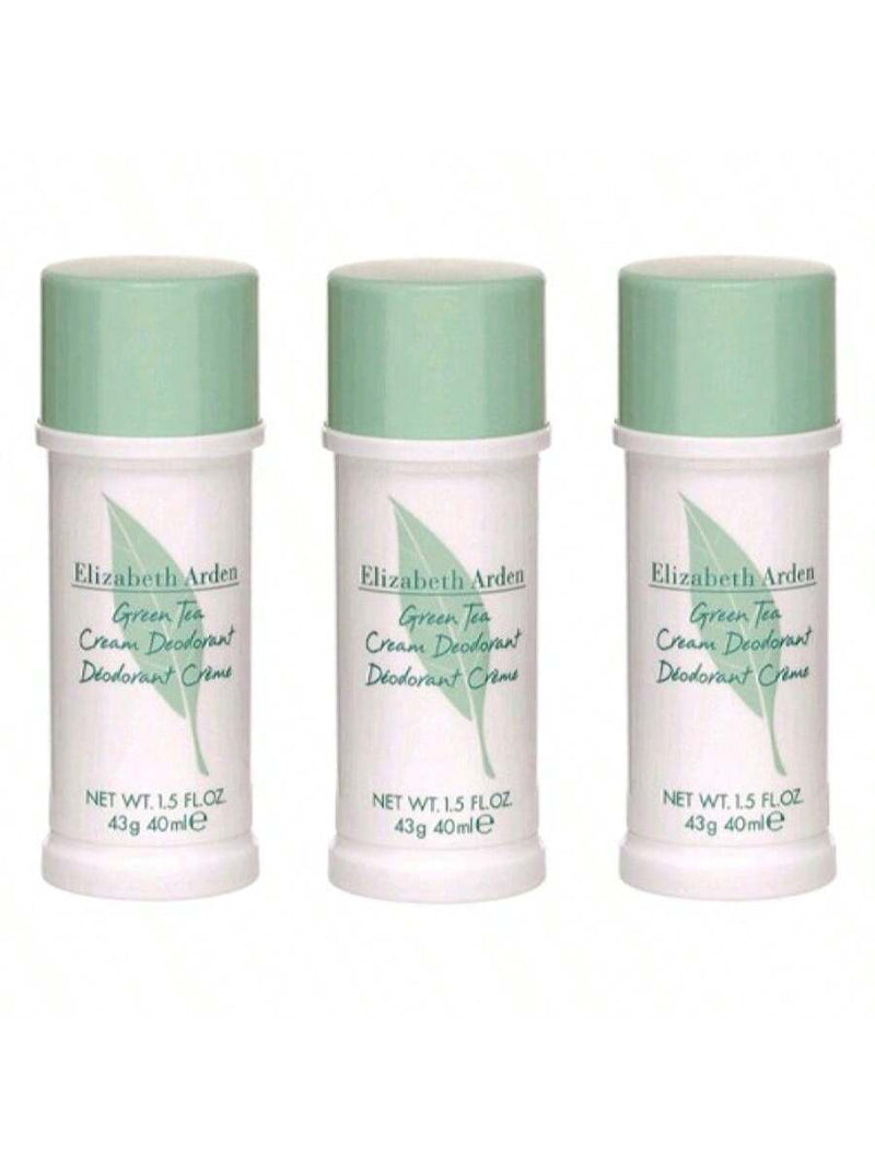Green Tea by Elizabeth Arden, 3x1.5oz (4.5oz total) Cream Deodorant women