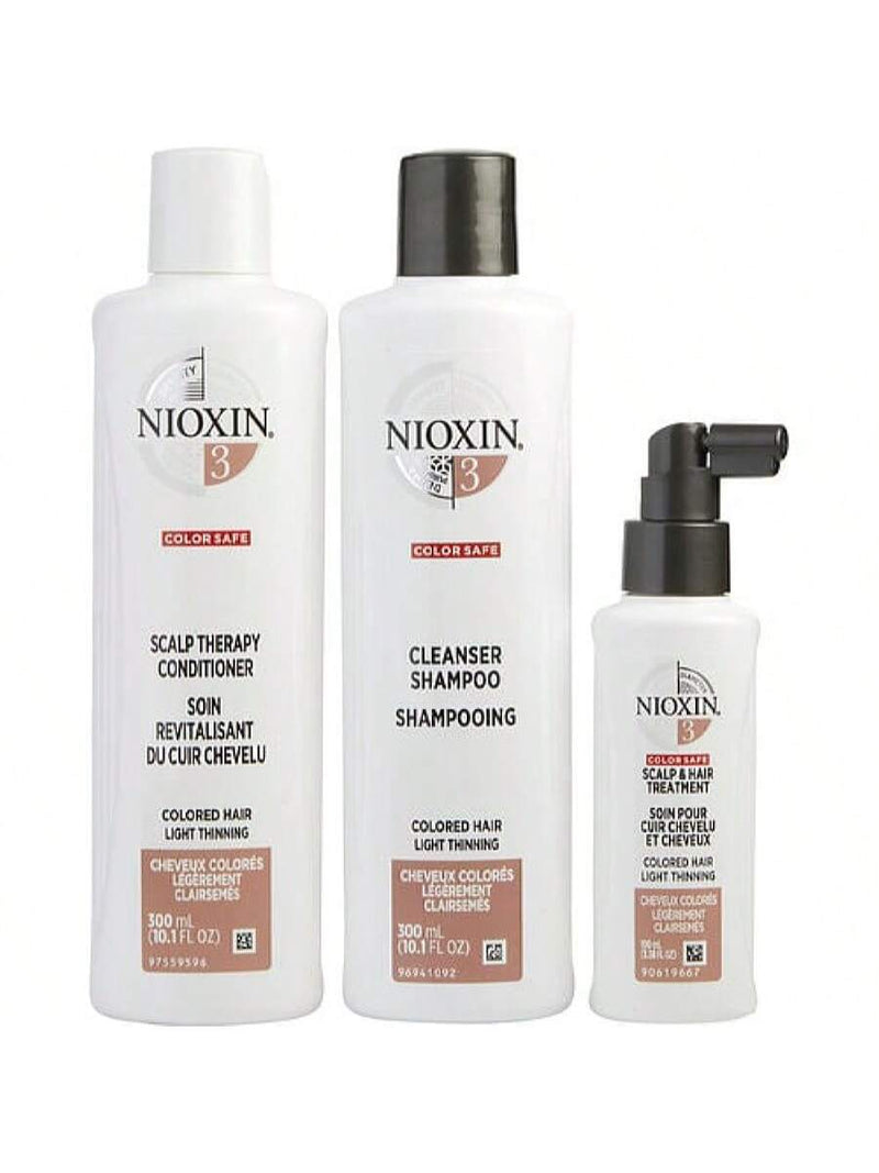 System 3 Kit by Nioxin for Unisex - 3 Pc 10.1oz Scalp Hair Shampoo, 10.1 oz Scalp Hair Conditioner, 3.38oz Scalp Care Plus Hair Thickening Treatment
