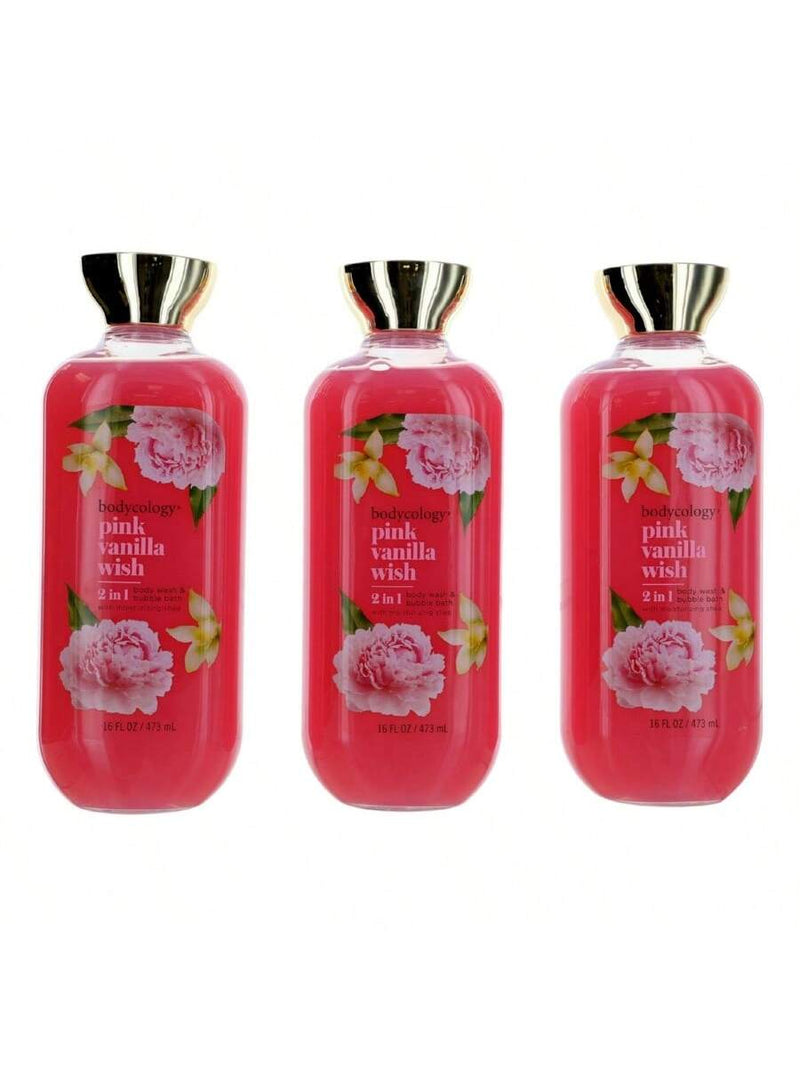 Pink Vanilla Wish, 3 Pack 16oz 2 in 1 Body Wash & Bubble Bath women
