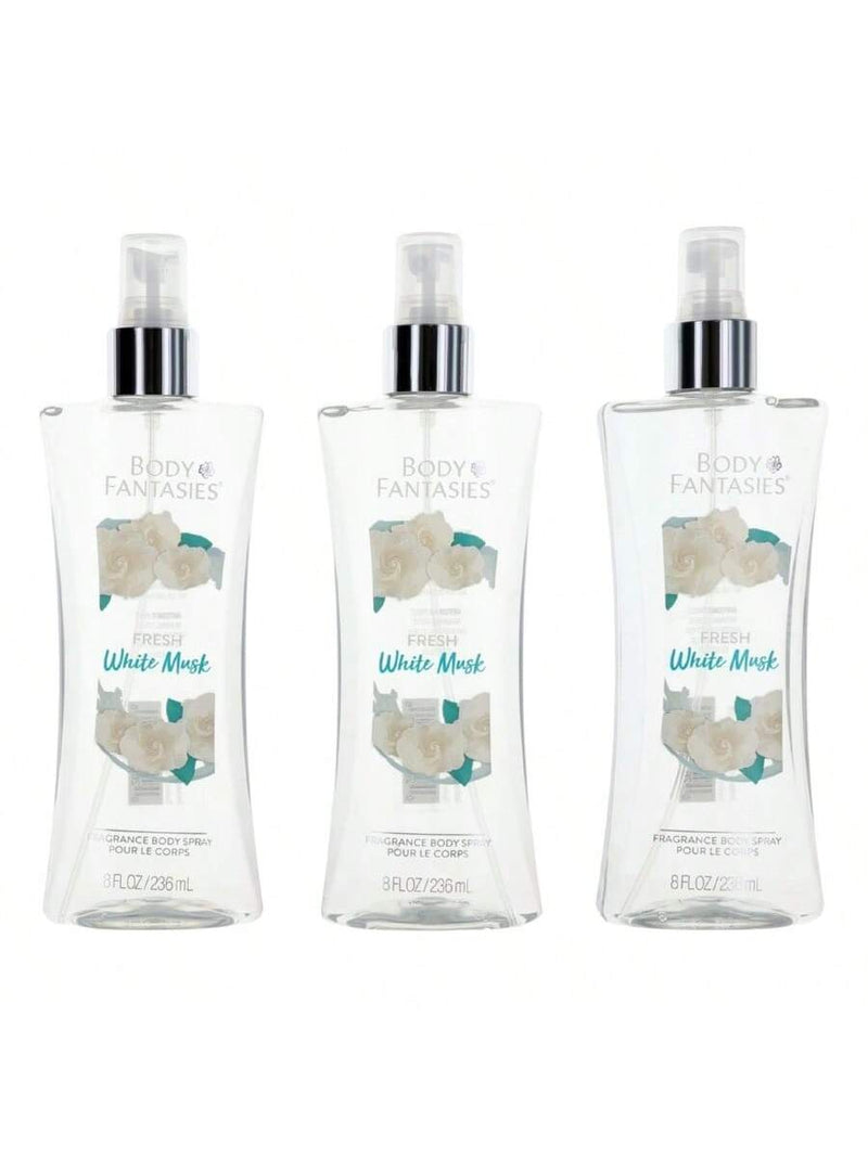 Fresh White Musk by Body Fantasies, 3 Pack 8oz Fragrance Body Spray women