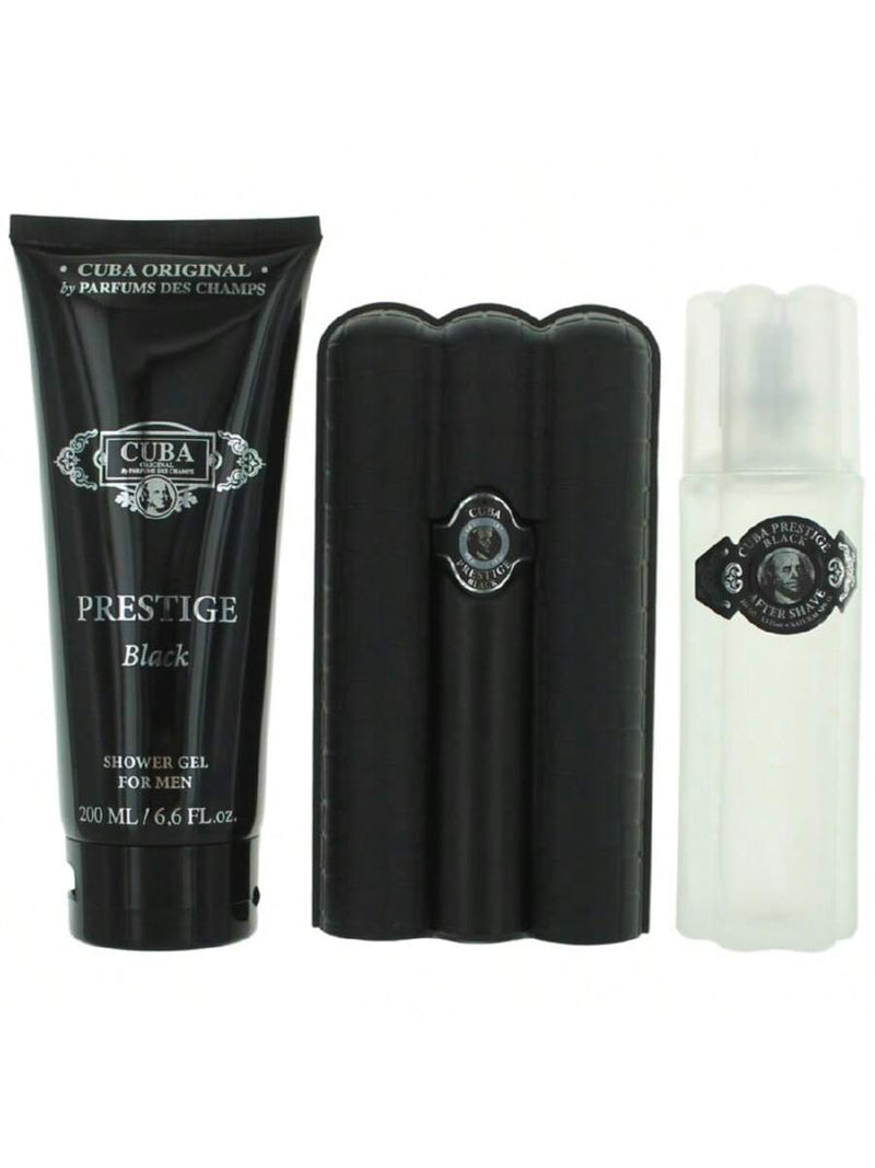 Cuba Prestige Black by Cuba, 3 Piece Gift Set for Men