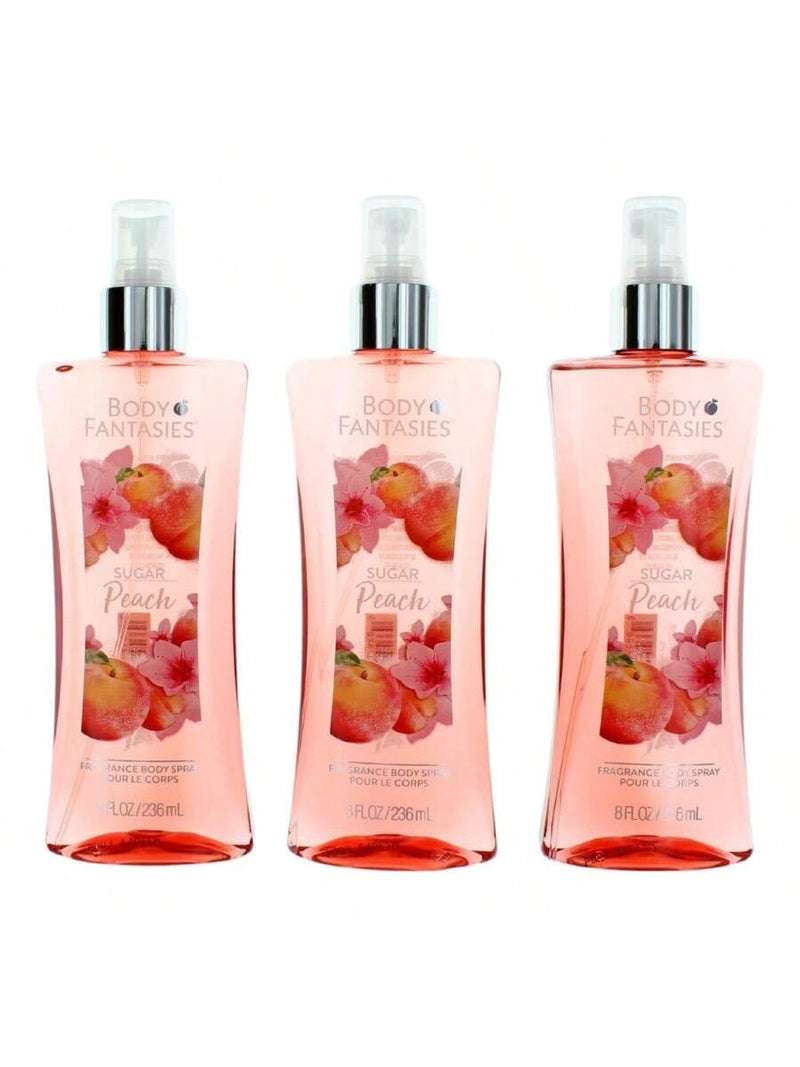 Sugar Peach by Body Fantasies, 3 Pack 8oz Fragrance Body Spray women