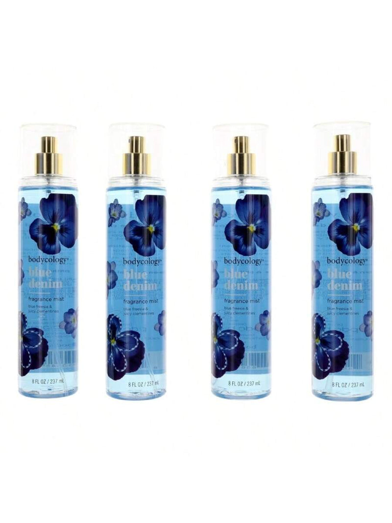 Blue Denim by Bodycology, 4 Pack 8 oz Fragrance Mist for Women