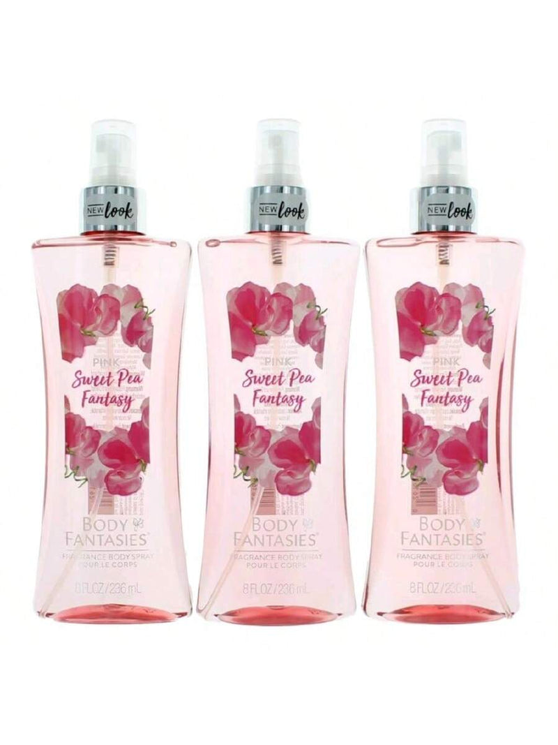 Pink Sweet Pea Fantasy by Body Fantasies, 3 Pack 8oz Fragrance Body Spray women