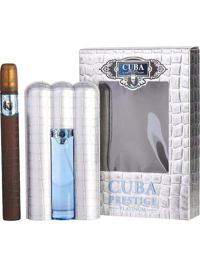 Cuba Prestige Platinum by Cuba for Men - 2 Pc Gift Set 3oz EDT Spray, 1.17oz EDT Spray