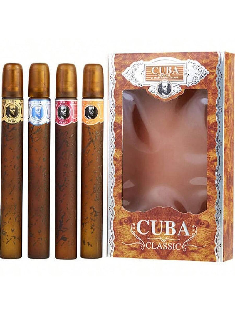 Cuba Classic by Cuba, 4 Piece Gift Set men with Orange, Red, Blue & Gold