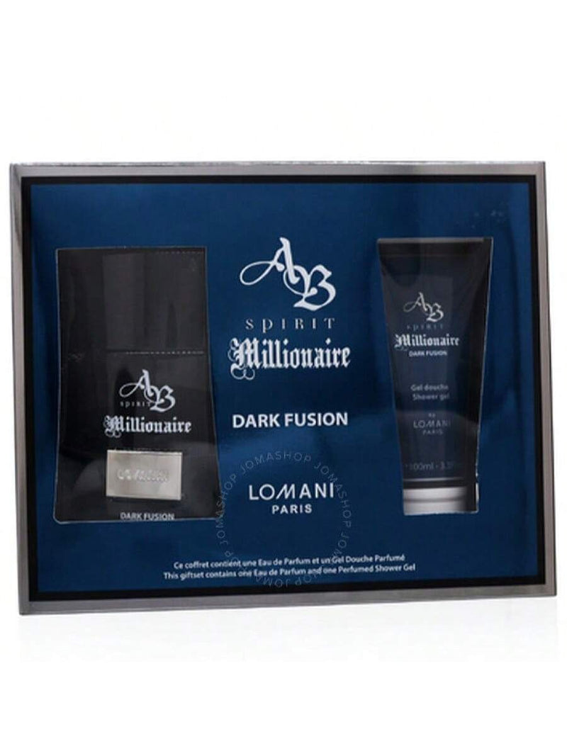 Spirit Millionaire Dark Fusion by Lomani Men Gift Set -- 3.3 oz Eau De Parfum Spray + 3.3 oz Shower Gel