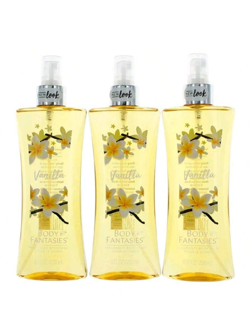 Vanilla by Body Fantasies, 3 Pack 8 oz Fragrance Body Spray for Women