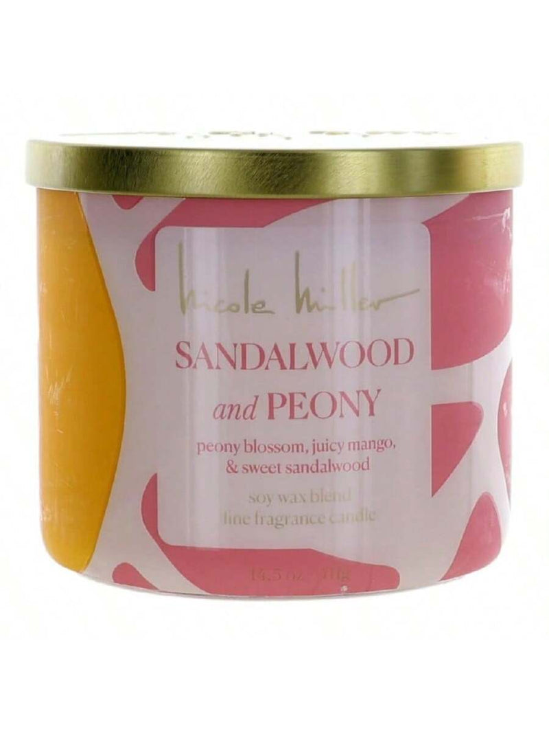 Nicole Miller 14.5oz Soy Wax Blend 3 Wick Candle - Sandalwood and Peony