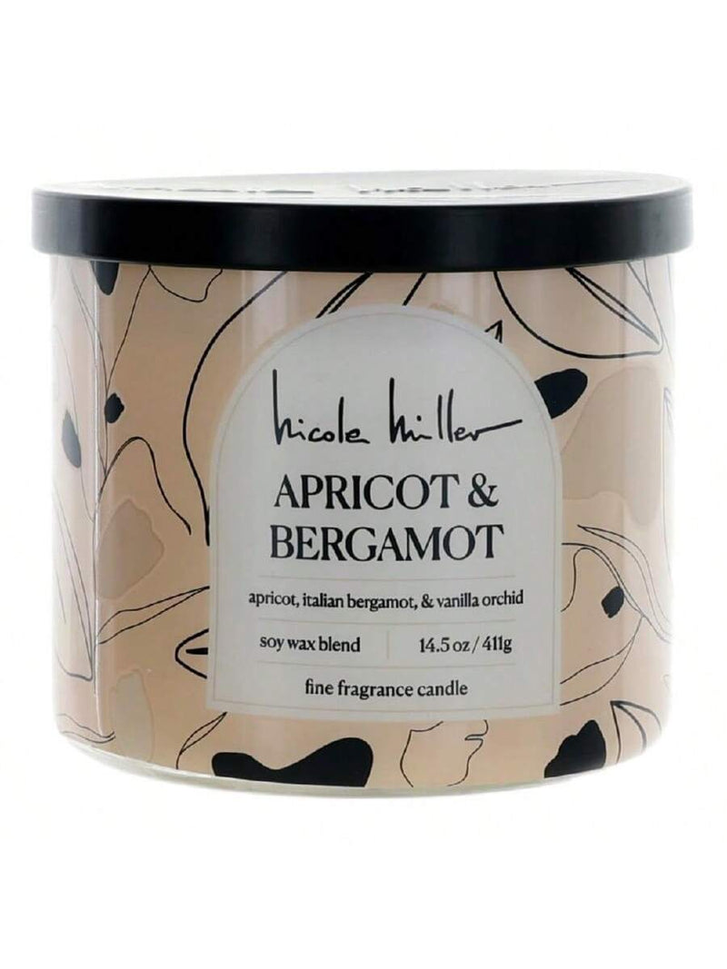 Nicole Miller 14.5 oz Soy Wax Blend 3 Wick Candle - Apricot & Bergamot