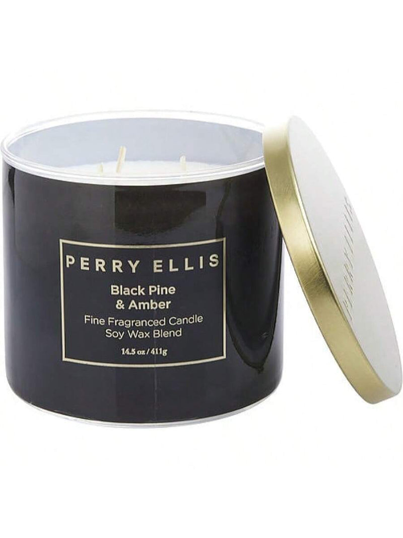 Perry Ellis 14.5 oz Soy Wax Blend 3 Wick Candle - Black Pine & Amber