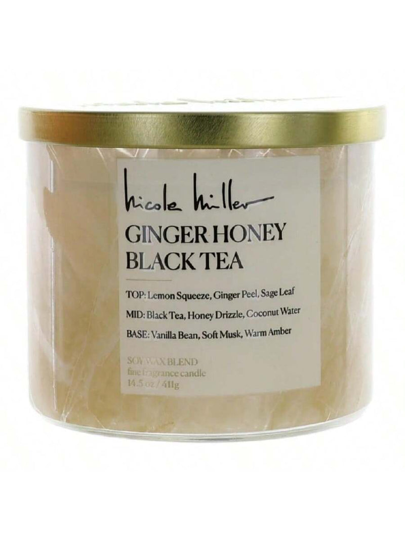 Nicole Miller 14.5oz Soy Wax Blend 3 Wick Candle - Ginger Honey Black Tea