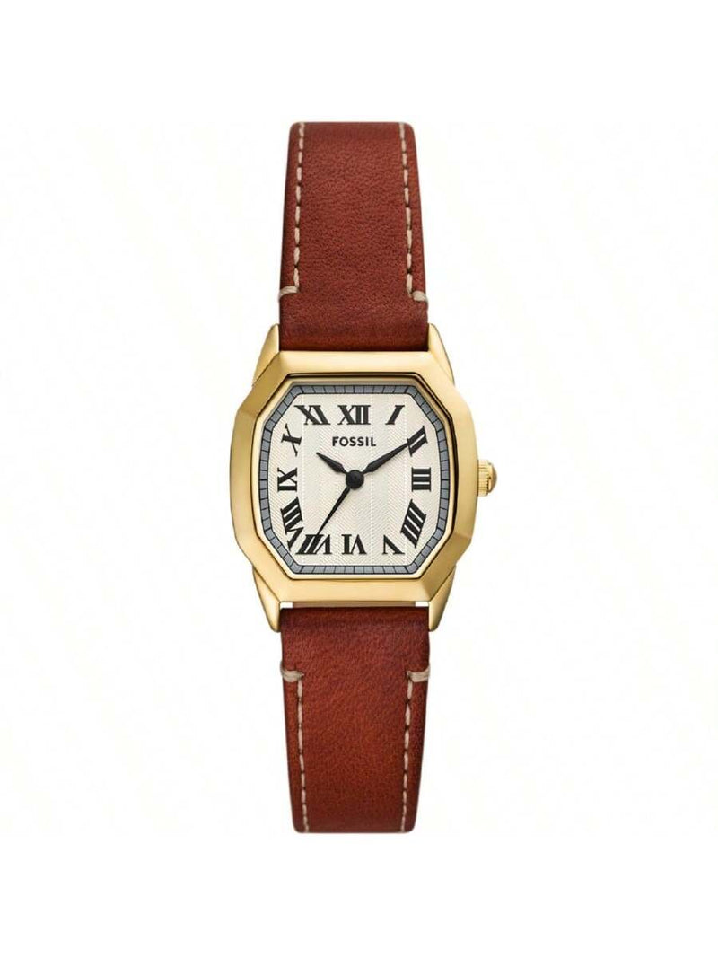 Fossil Women's Harlow ES5364 Strap Beige Dial Quartz Movement Tang Clasp 28mm Tonneau Watch