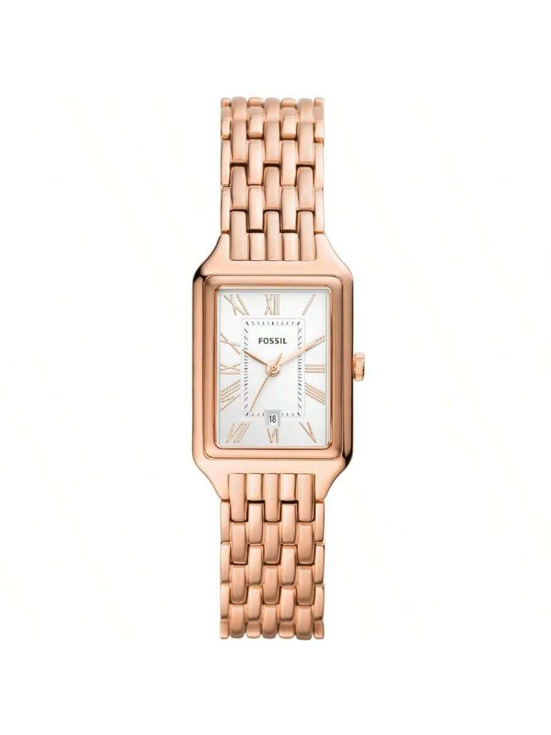 Fossil Women's Raquel ES5271 Bracelet White Dial Quartz Movement Foldover Clasp 23mm Rectangle Watch