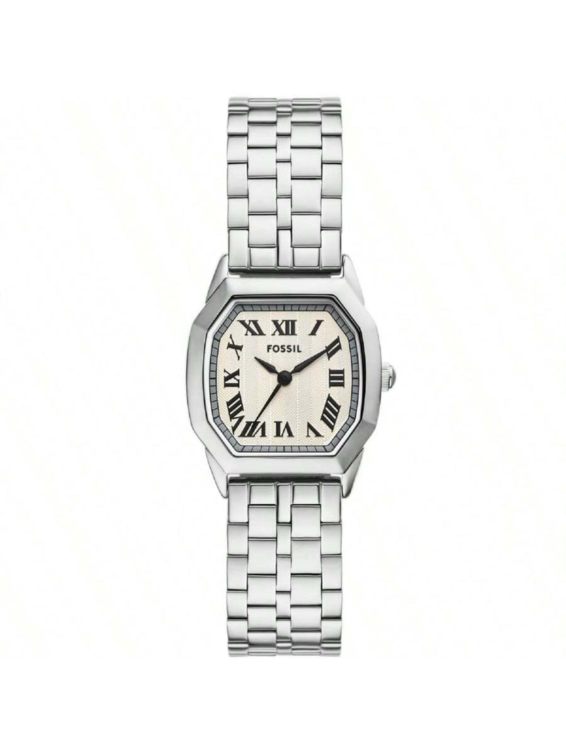 Fossil Women's Harlow ES5363 Bracelet Beige Dial Quartz Movement Foldover Clasp 28mm Tonneau Watch