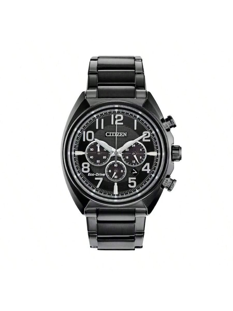 Citizen Men's Eco-Drive CA4285-68E Bracelet Black Dial Quartz Movement Fold over Clasp 43mm Round Watch
