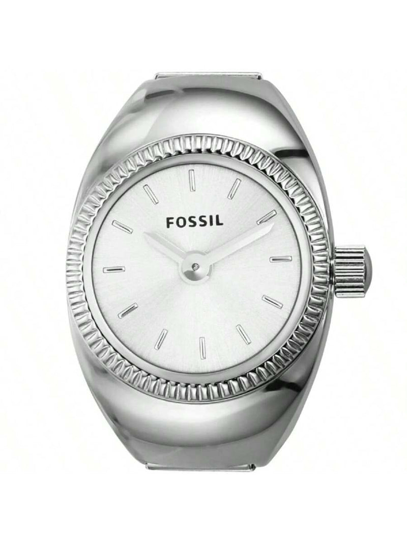 Fossil Women's Watch Ring ES5245 Bracelet Silver Dial Quartz Movement Ring Clasp 15mm Round Watch