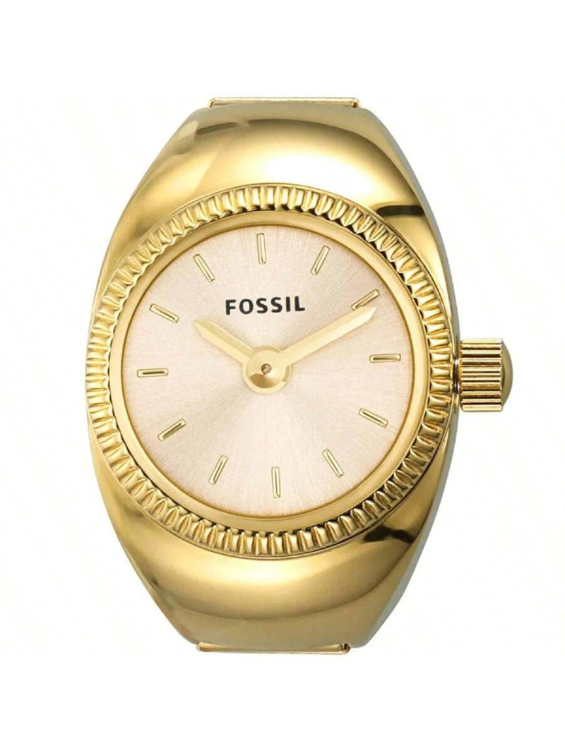 Fossil Women's Watch Ring ES5246 Bracelet Gold Dial Quartz Movement Ring Clasp 15mm Round Watch
