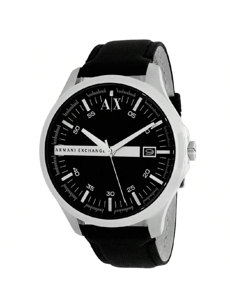 Armani Exchange Men's Classic AX2101 Strap Black Dial Quartz Movement Buckle Clasp 45mm Round Watch