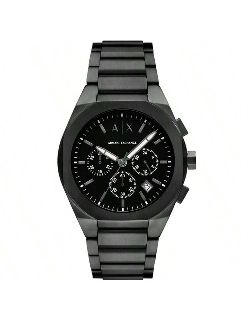 Armani Exchange Men's Rafael AX4183 Bracelet Black Dial Quartz Movement Foldover Clasp 42mm Round Watch