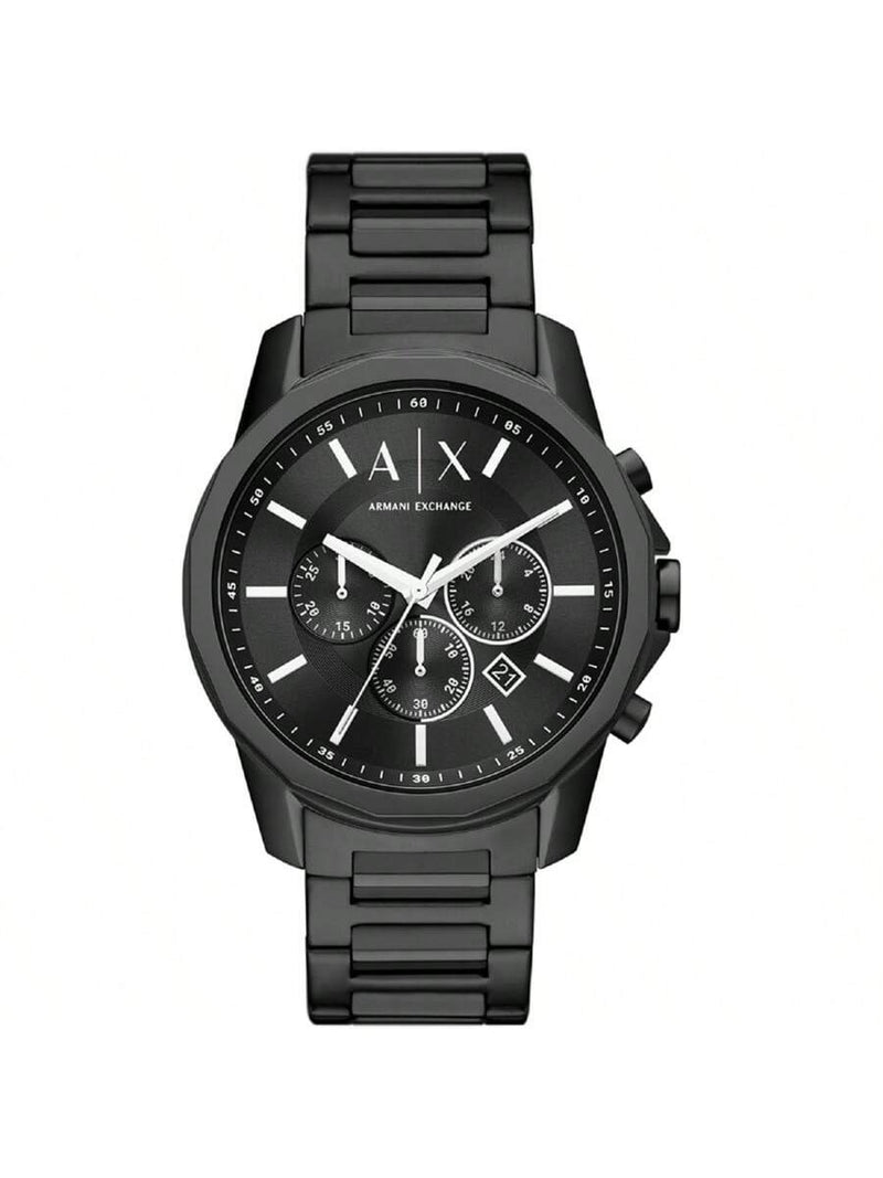 Armani Exchange Men's Classic AX1722 Bracelet Black Dial Quartz Movement Fold over Clasp 46mm Round Watch
