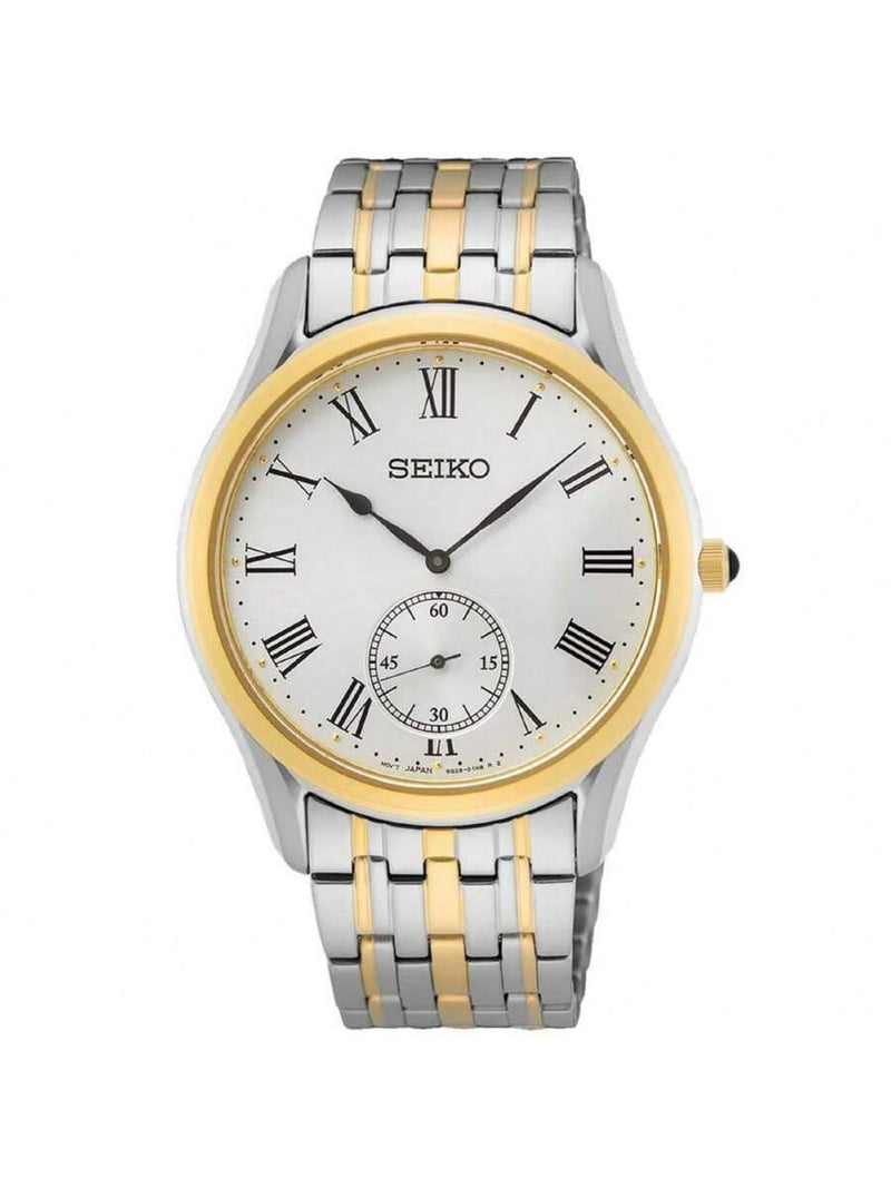 Seiko Men's Essentials SRK048P1 Bracelet White Dial Quartz Movement Foldover Clasp 39mm Round Watch